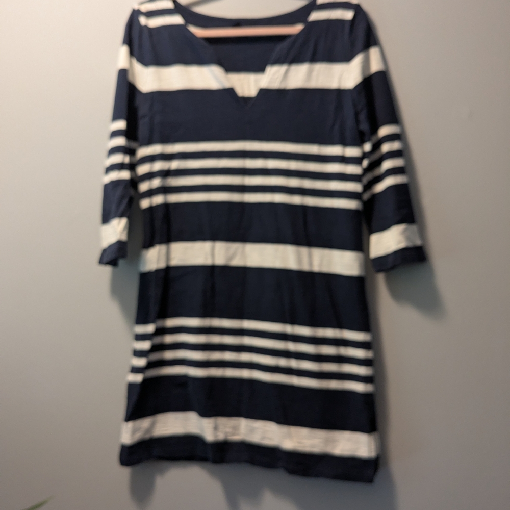 GAP Navy and White Long Sleeve Dress
